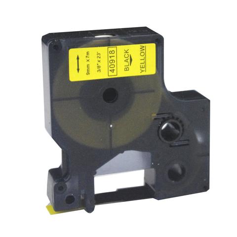 Dymo 40918 Compatible Label Tape, Black On Yellow, 9mm  7M,