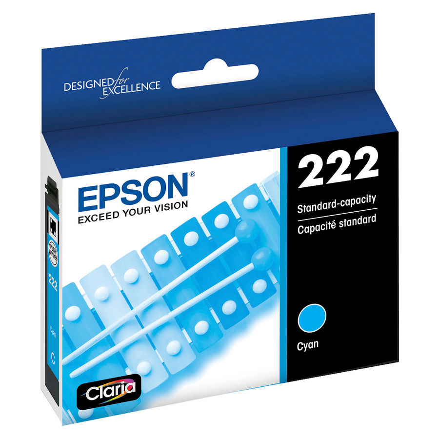 Epson T222220-S Epson (T222) Standard Capacity Cyan Ink Cartridge with Sensor