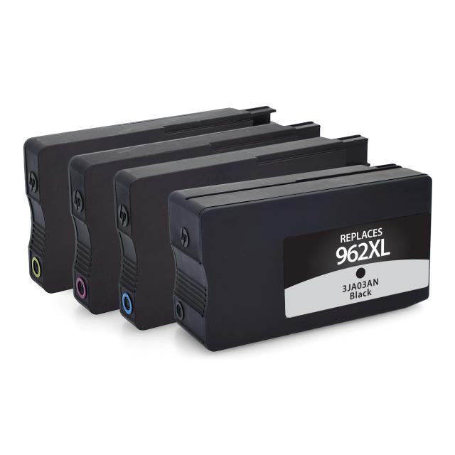 HP Remanufactured 962XL Ink Cartridges - Black, Cyan, Magenta, Yellow, 4 Cartridges (3JB34AN)