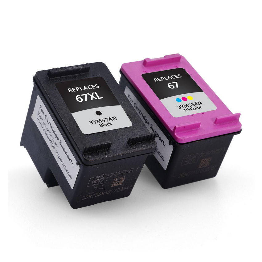 HP Remanufactured Black High Yield, Tri-Color Ink Cartridges for HP 67XL/67 (3YP30AN) 2-Pack
