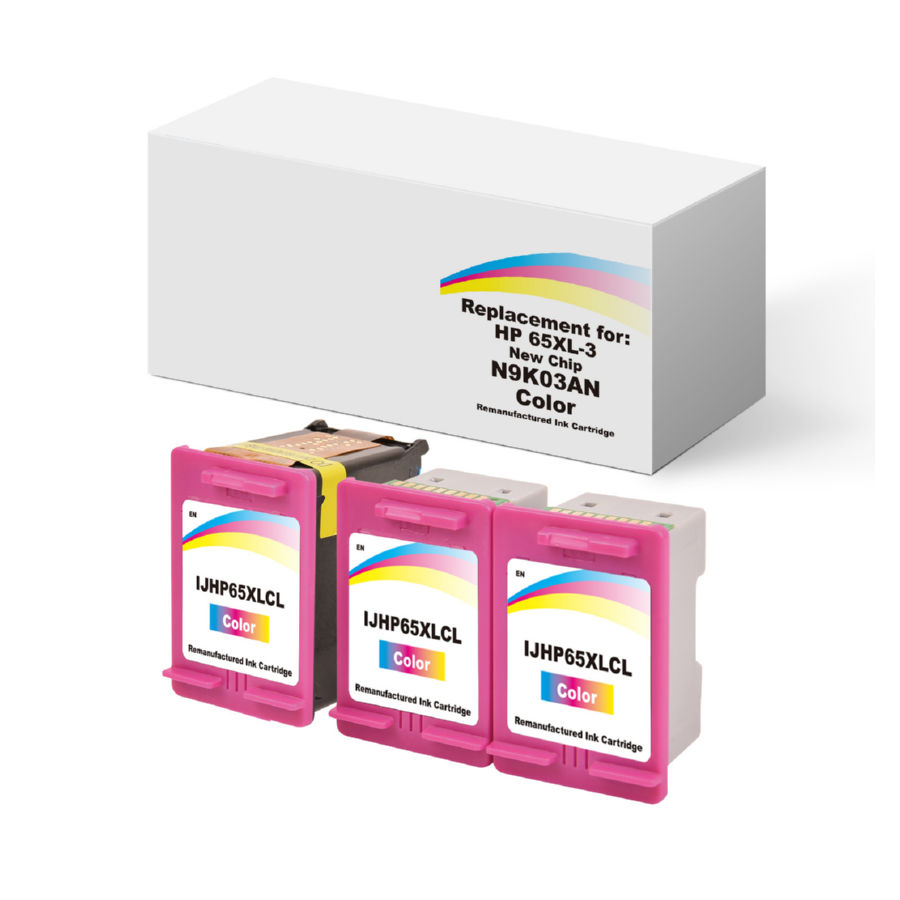 HP N9K03AN 65XL Tri-color Ink Cartridge 3 Pack  E-Patch System
