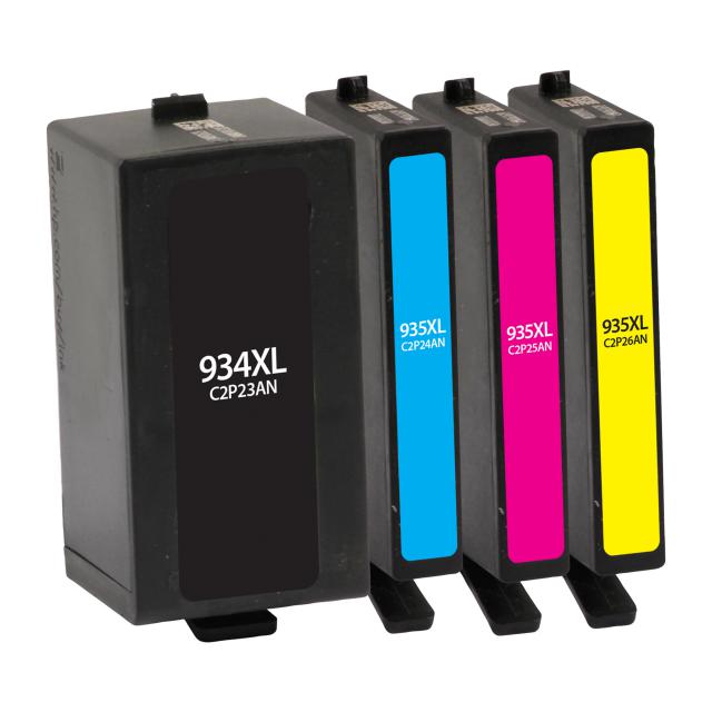 6ZA02AN Remanufactured (HP 934XL/HP 935XL)  Inkjet Cartridge, Black, Cyan, Magenta, Yellow, 4-Pack 
