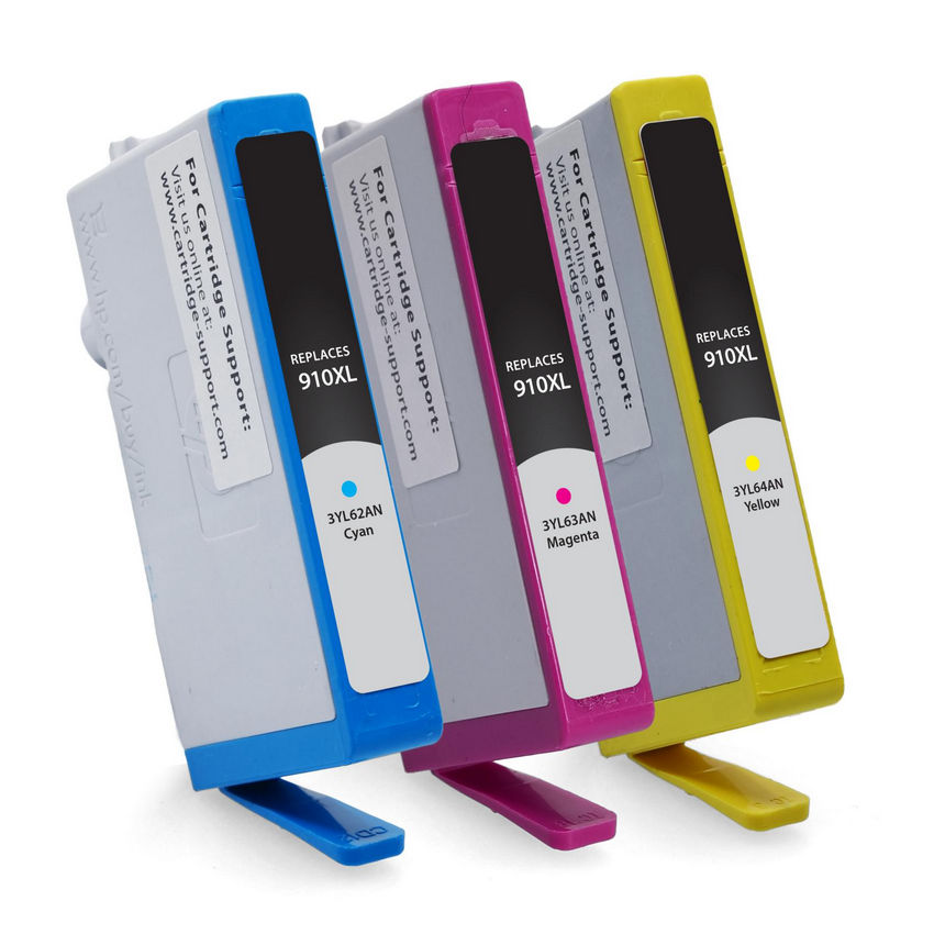 HP Remanufactured High Yield Cyan, Magenta, Yellow Ink Cartridges for HP 910XL 3-Pack