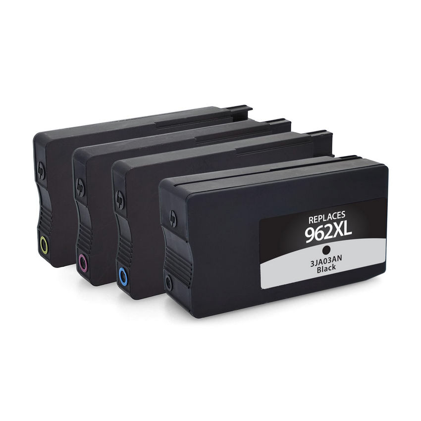 HP Remanufactured High Yield Black,Cyan, Magenta, Yellow Ink Cartridges for HP 962XL 4-Pack