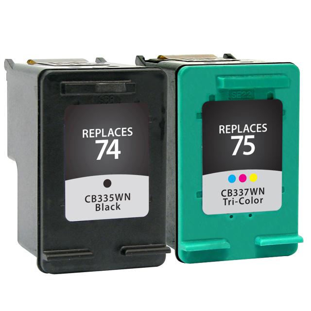 HP 74/75 Ink Cartridges - Black, Tri-color, 2 Cartridges (CC659FN)