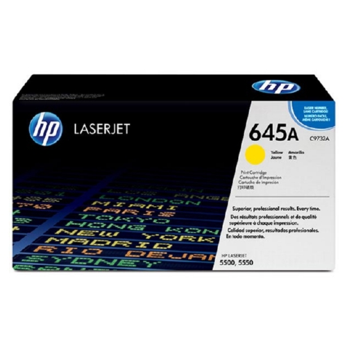 OEM toner for HP Color LaserJet 5500, 5550 Series produces 12,000 pages.