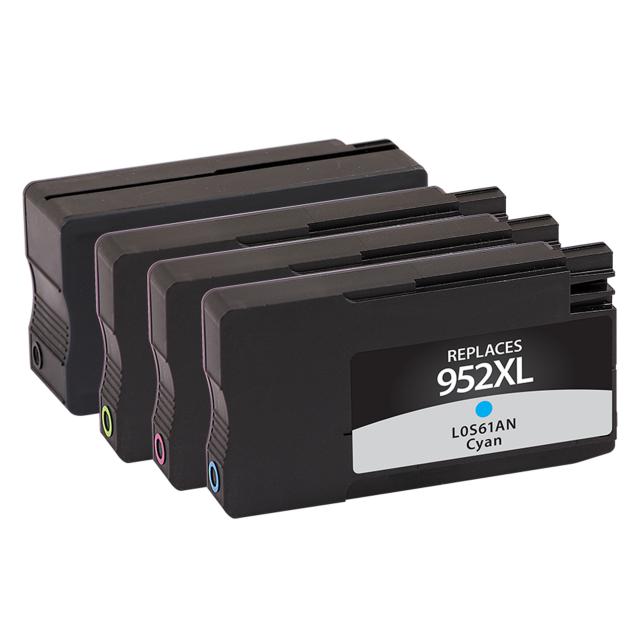 HP Remanufactured High Yield Black, Cyan, Magenta, Yellow Ink Cartridges for HP 952XL 4-Pack