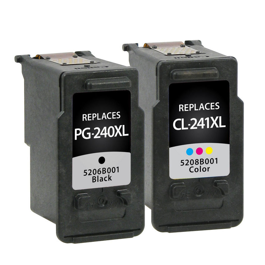 Canon Remanufactured High Yield Black, Color Ink Cartridges for Canon PG-240XL/CL-241XL 2-Pack