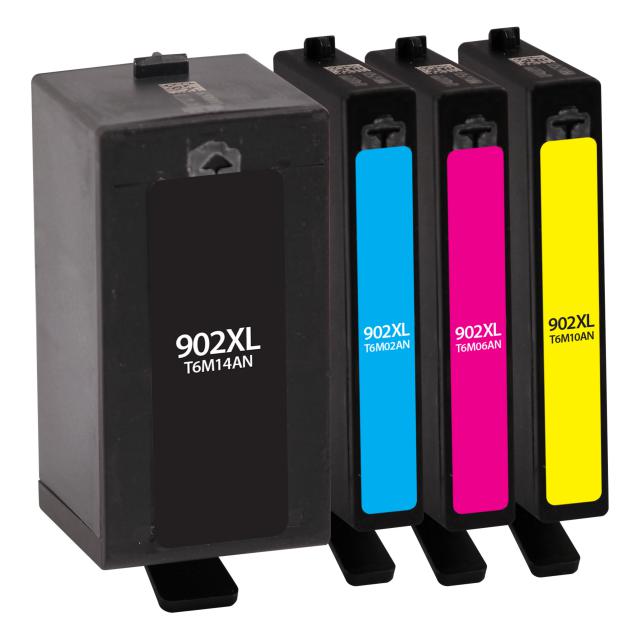HP Remanufactured High Yield Black, Cyan, Magenta, Yellow Ink Cartridges for HP 902XL 4-Pack