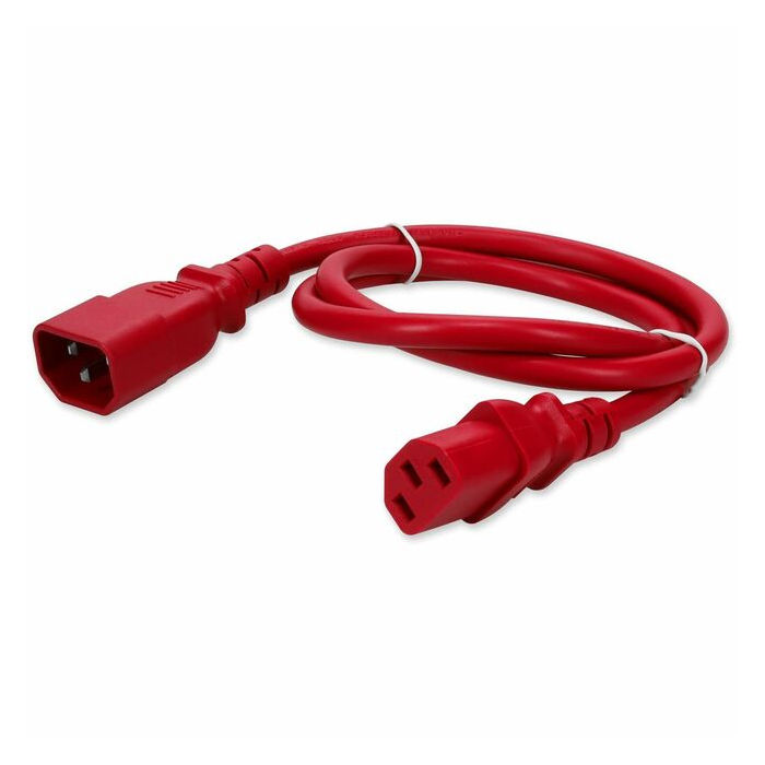AddOn 8ft C13 Female to C14 Male 14AWG 100-250V at 10A Red Power Cable