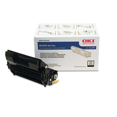 OEM toner cartridge for Oki® B6500 Series produces 18,000 pages at 5% coverage.