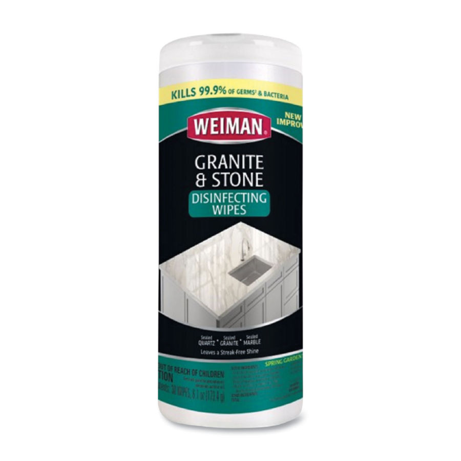 Granite and Stone Disinfectant Wipes, Spring Garden Scent, 7 x 8, 30/Canister, 6 Canisters/Carton